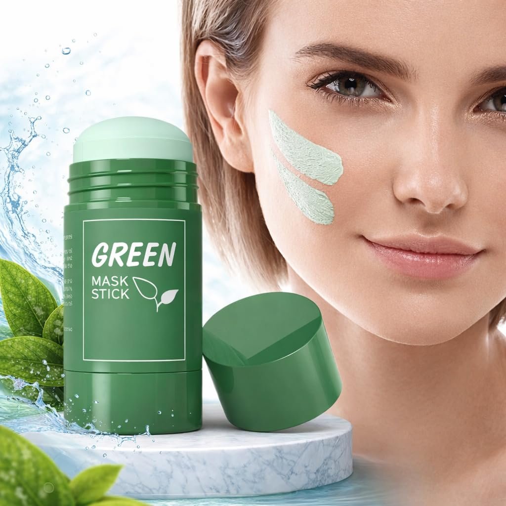 Green Tea Mask Stick for Face, Blackhead Remover Clay Mask, Deep Pore Cleansing Stick, Oil Control Acne Treatment, Moisturizing Detox Face Mask, Pore Minimizing Skincare for Women and Men