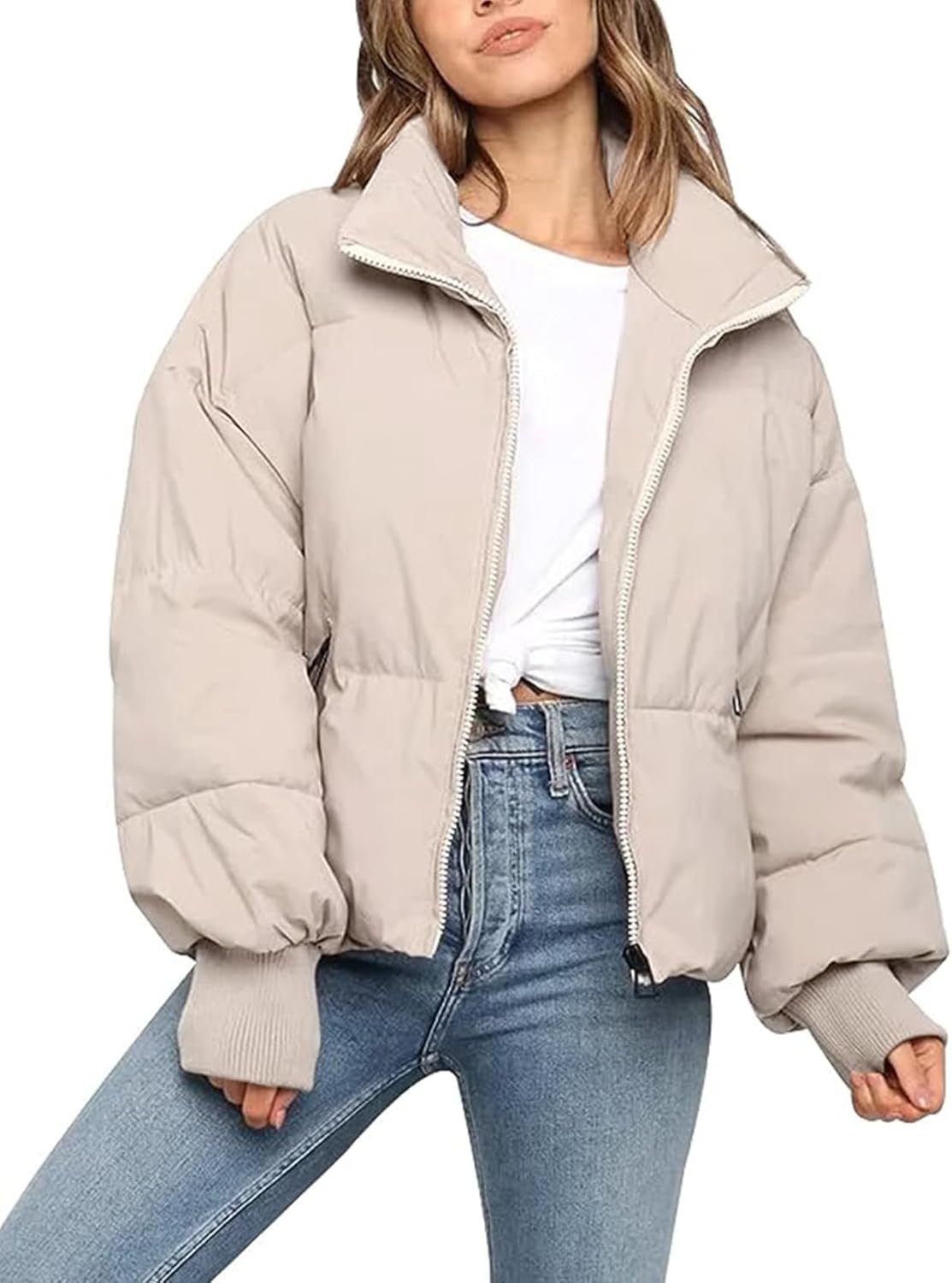 Gihuo Women’s Winter Cropped Puffer Jacket Coat Short Warm Quilted Jacket 2026