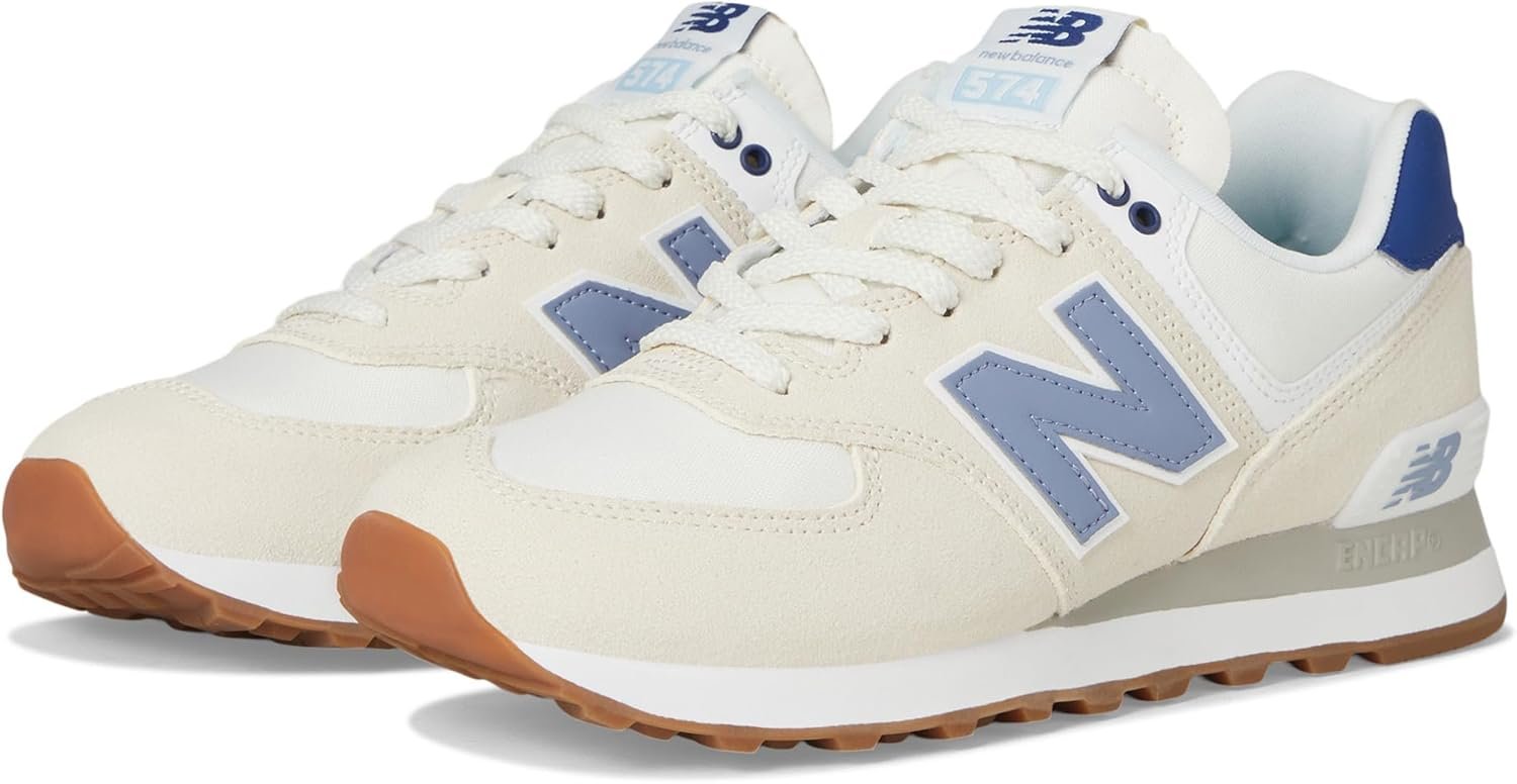 New Balance Women’s 574 V2 Spring Sneaker, Linen/Indigo, 12 M