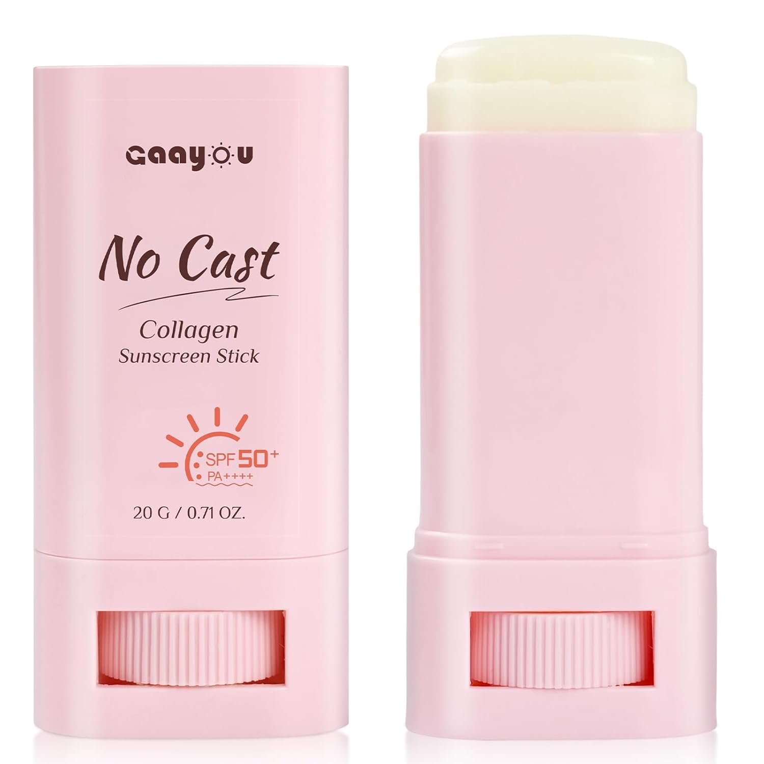 No Cast Sunscreen Stick SPF PA50++++ Collagen Sunscreen Korean Sunscreen Stick Soothing Moisture Matte Sun Stick for Face & Body Non Sticky, No White Cast