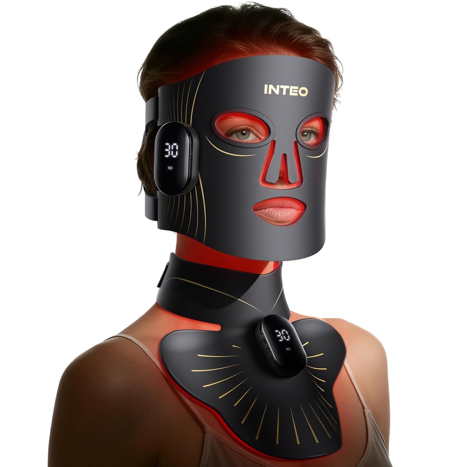 Red Light Therapy for Face and Neck, 4 Modes Cordless Face Mask Light Therapy with Neck Masks, 850nm Infrared & Red Light Mask, 2000mAh Rechargeable Light Therapy Skin Care At Home (680 Beads)
