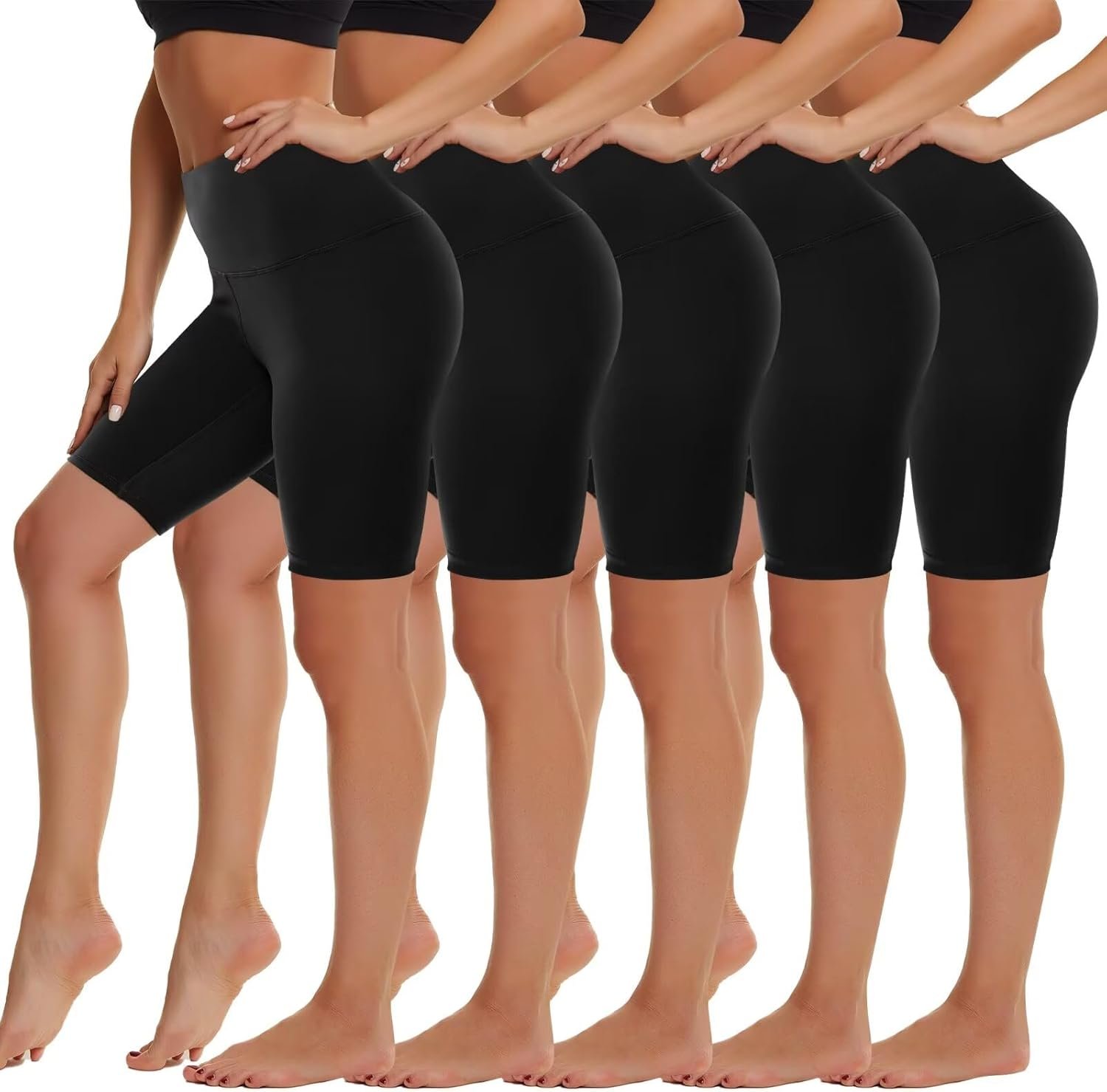 5 Pack Biker Shorts Women – 5″/8″ High Waist Spandex Workout Yoga Running Athletic