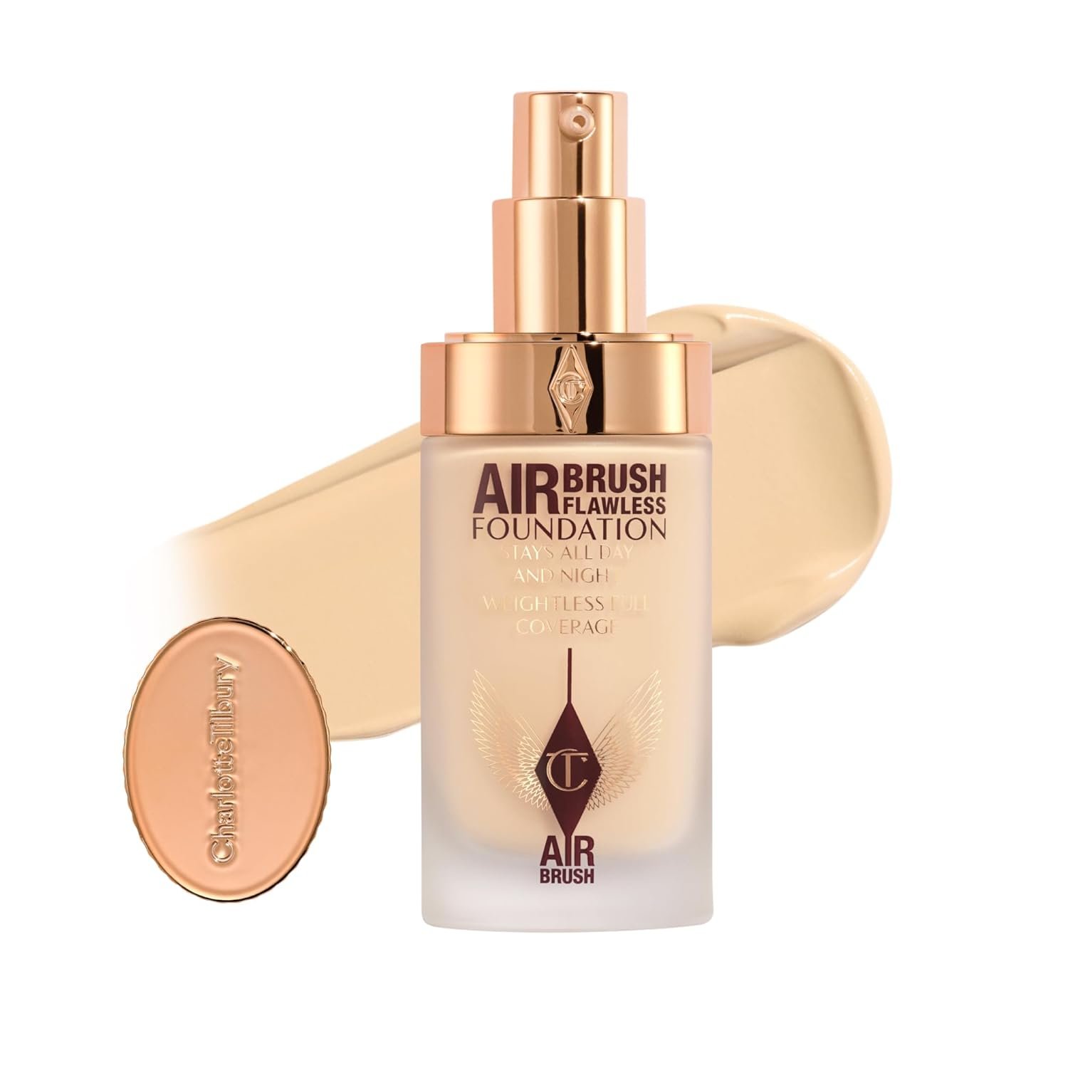 Charlotte Tilbury Airbrush Flawless Matte Foundation – Full Coverage Liquid Makeup with a Natural-Matte Finish – Smoothes & Blurs Pores – Waterproof & Transfer Resistant
