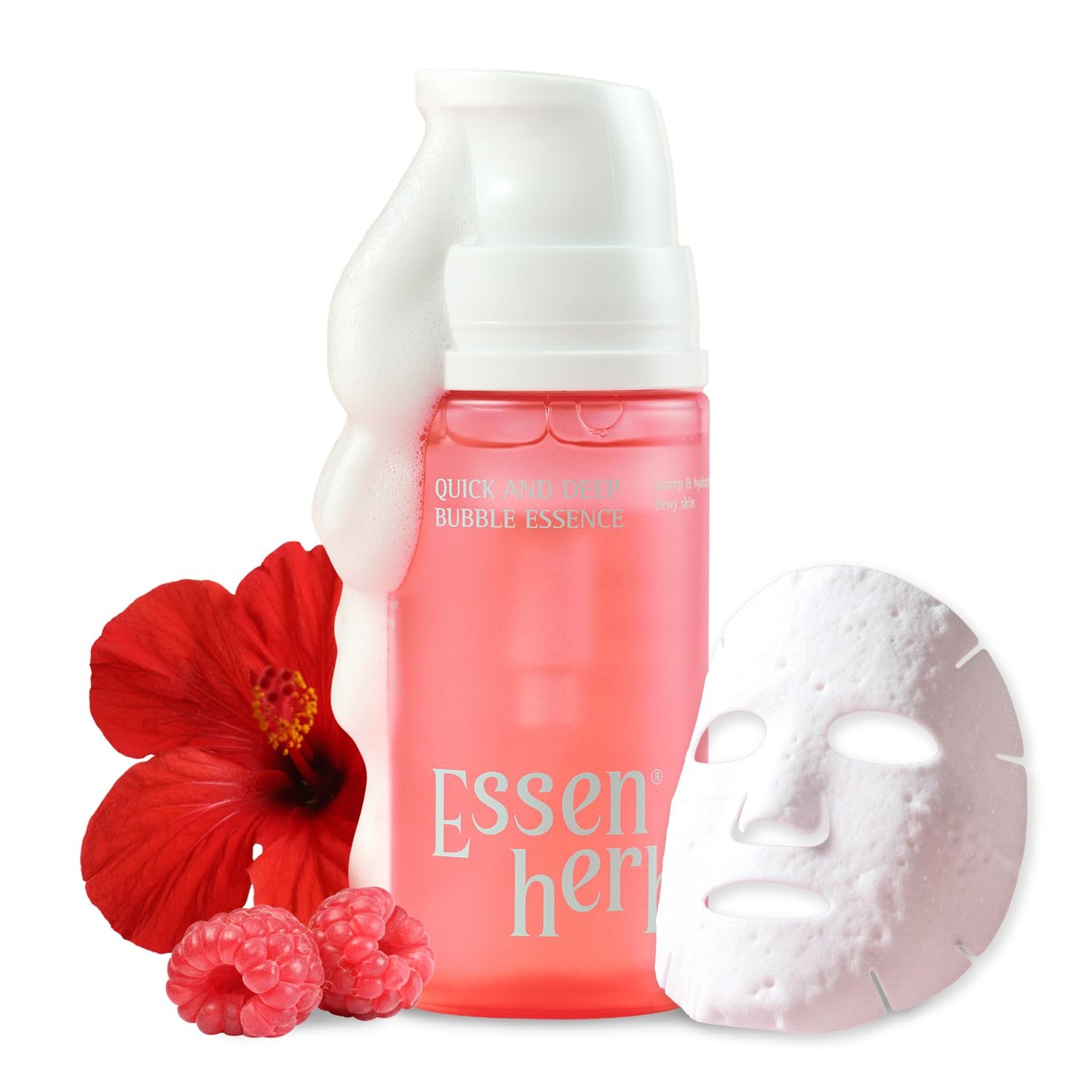 Quick & Deep Bubble Serum Essence with Hibiscus Collagen, Micro Bubble Mask for Daily Hydration, Fast-Absorbing Serum that Helps Revitalize Dull Skin for a Healthy Glow, 3.28 fl oz