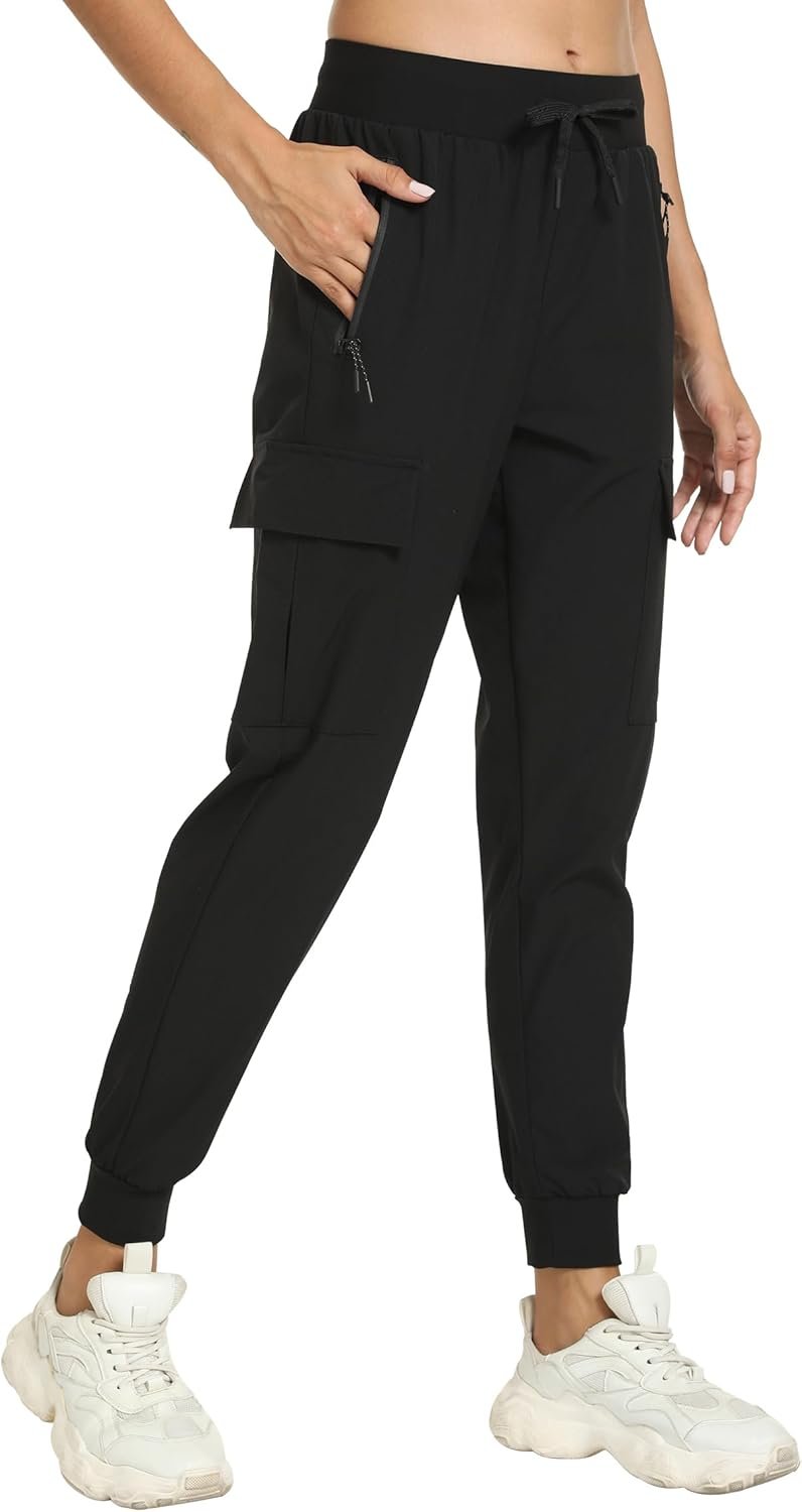 Womens Cargo Hiking Pants with Pocket – Lightweight Quick Dry Workout Joggers for Travel, Camping and Outdoor Wear