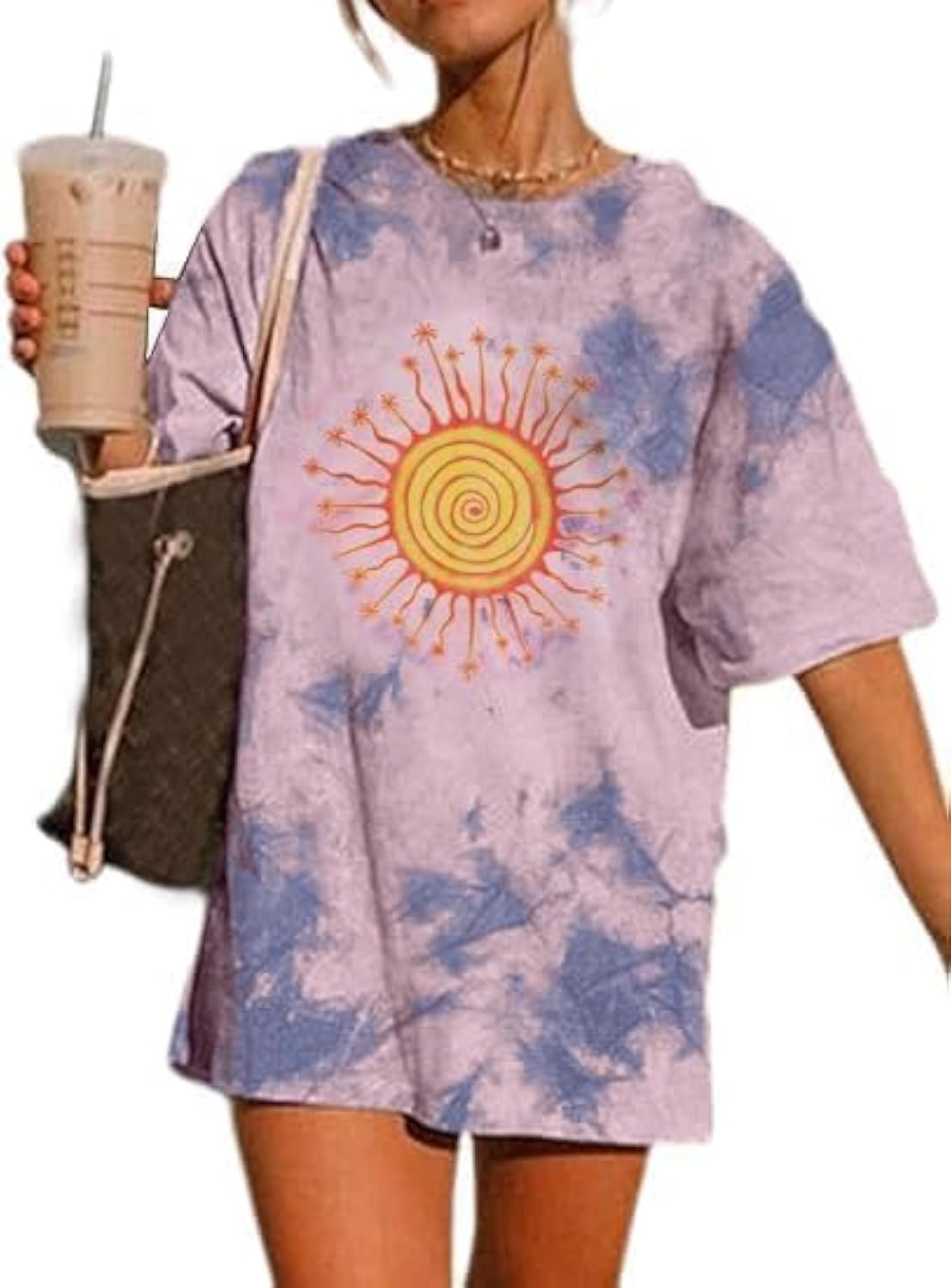 Remidoo Women’s Casual Oversized T Shirt Short Sleeve Graphic Tee Letter Tie Dye Shirts
