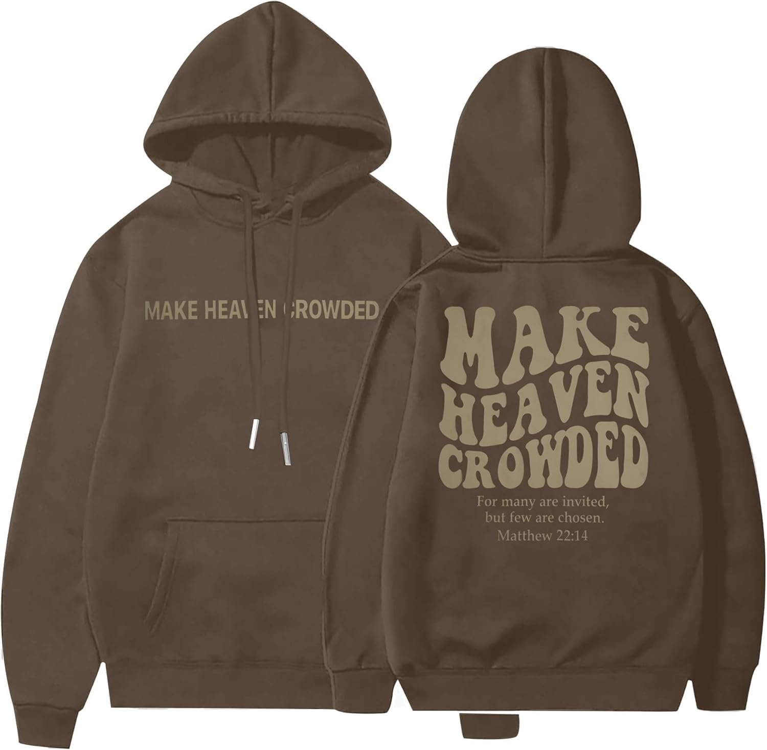 JINTING Christian Hoodies Women Make Heaven Crowded Sweatshirt Religious God Pullover Inspirational Long Sleeve Tops