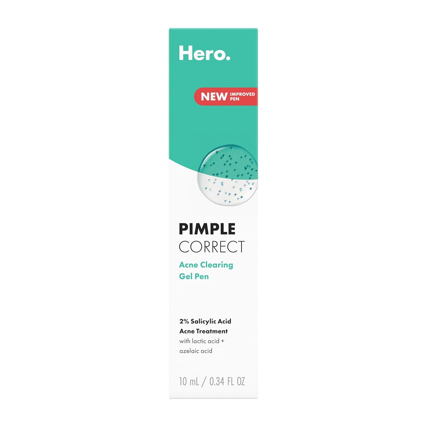 Hero Cosmetics Pimple Correct Acne Clearing Gel Pen – Maximum Strength 2% Salicylic Acid, Derm-Tested Formula for Current and Future Zits (1 Count)