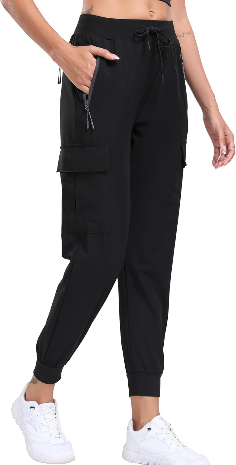Oalka Women’s Cargo Hiking Pants Lightweight Travel Pockets Joggers Quick Dry