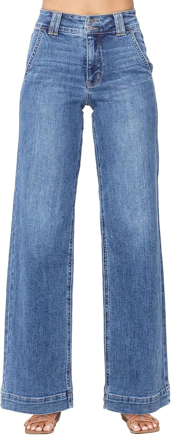 Astylish Women’s High Waisted Wide Leg Straight Jeans