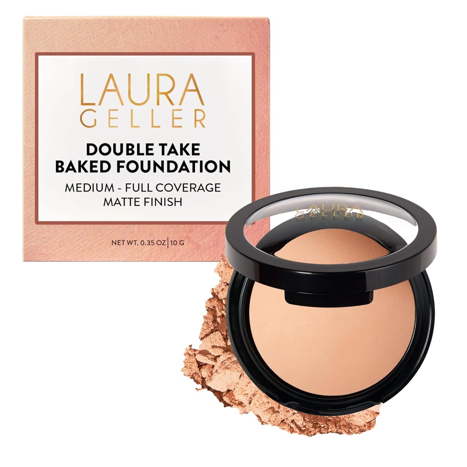LAURA GELLER NEW YORK Baked Double Take Powder Foundation – Fair – Buildable Medium to Full Coverage – Matte Finish