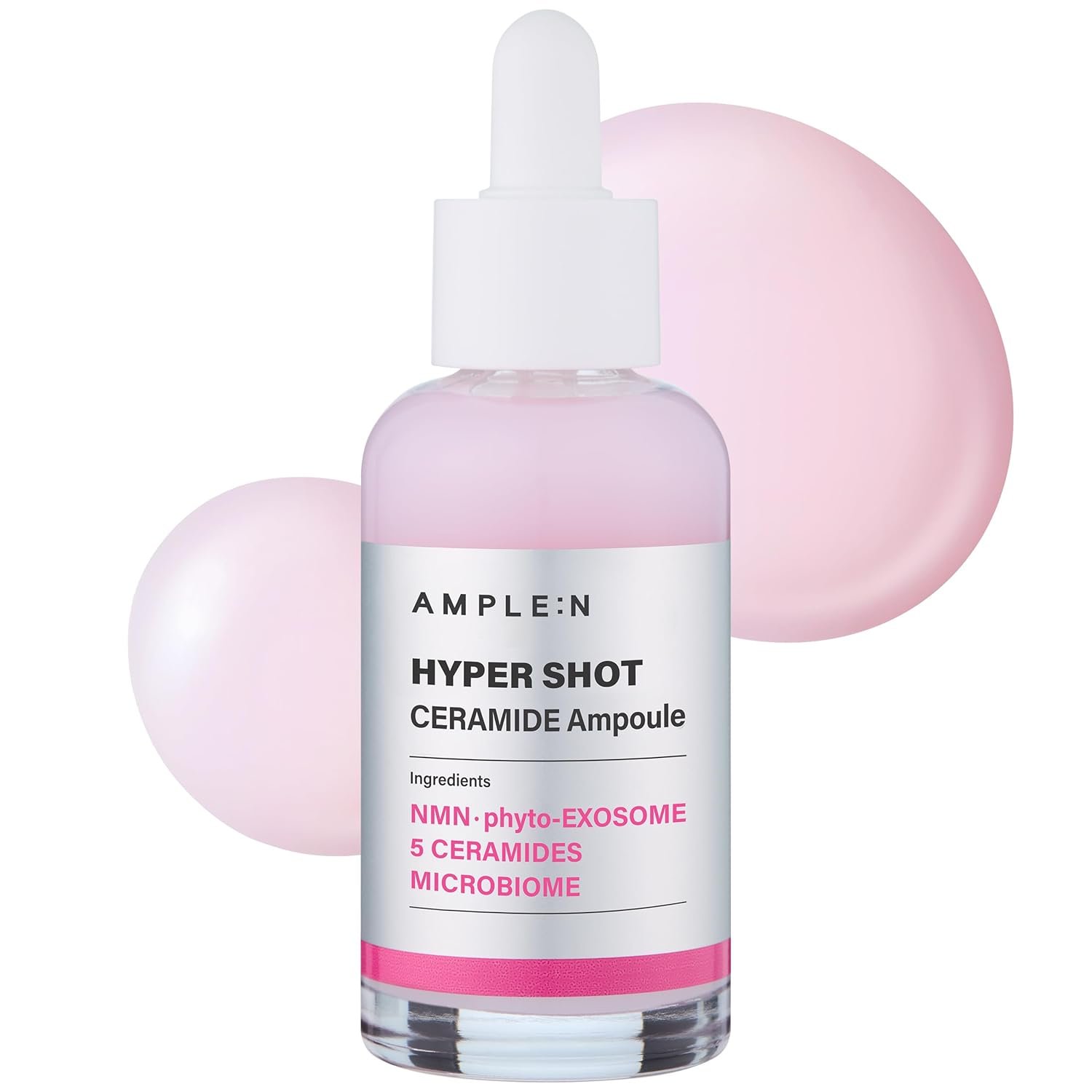AMPLE:N Hyper Shot Ceramide Ampoule – Korean Face Serum for Dry Damaged Skin – Barrier Repair, K-Beauty 100-Hour Hydration with 50,000 ppm Ceramide Complex, Niacinamide, and Beta-Glucan, 1.69 fl. Oz.