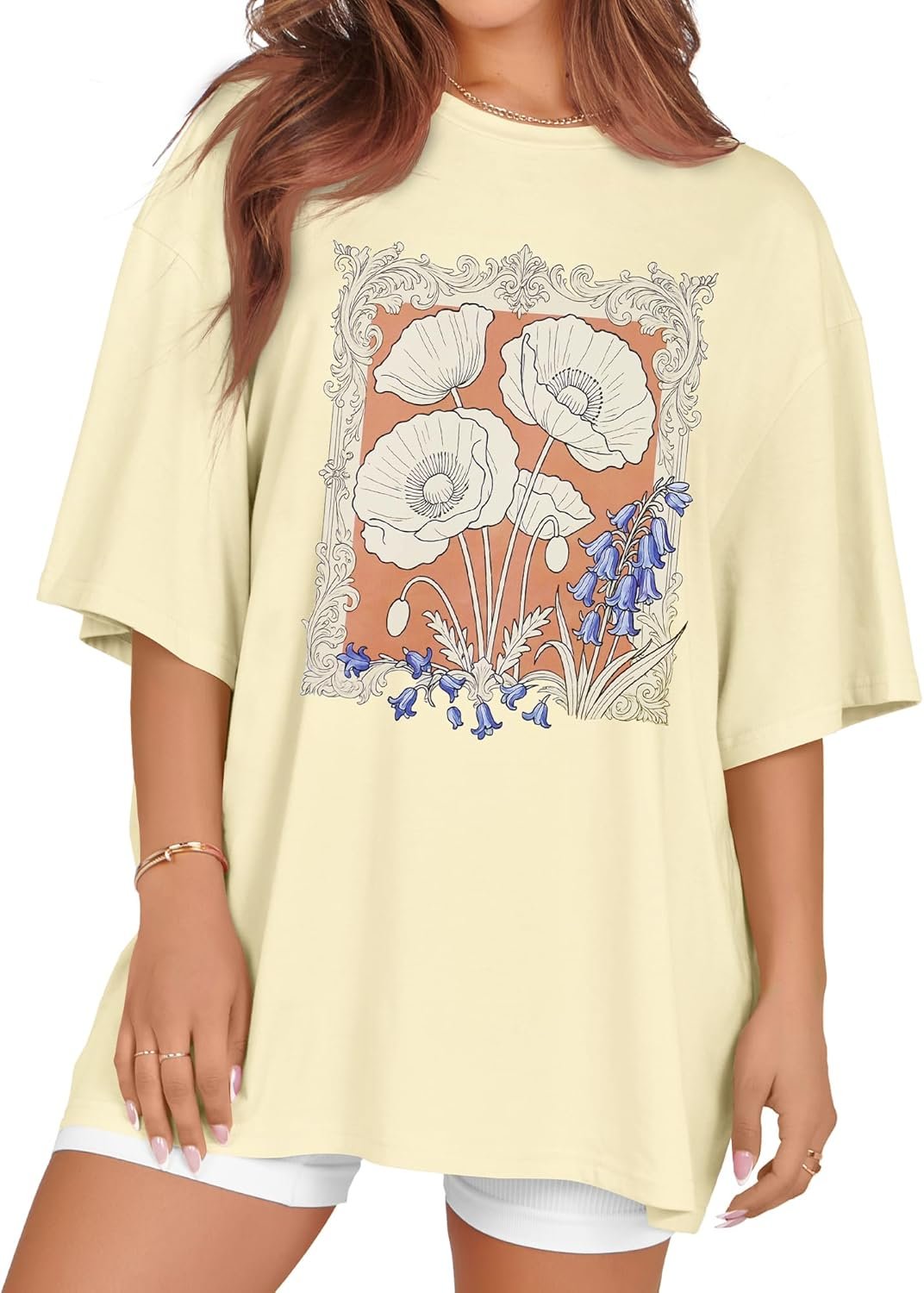 Oversized Tshirts for Women Summer Short Sleeve Round Neck Graphic Tee Shirt