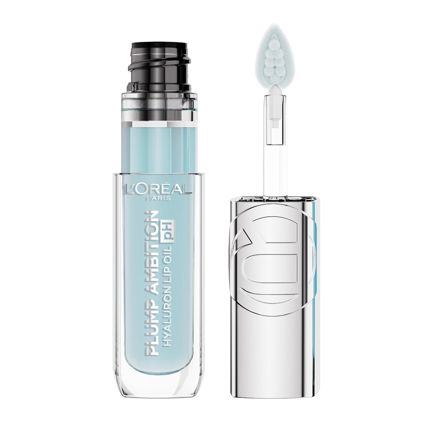 L’Oreal Paris Plump Ambition pH Hyaluron Lip Oil, Color Shifting Lip Tint with 24HR Hydration, Volumizing Shine and Lasting Color, 010 pH Cristal Ice