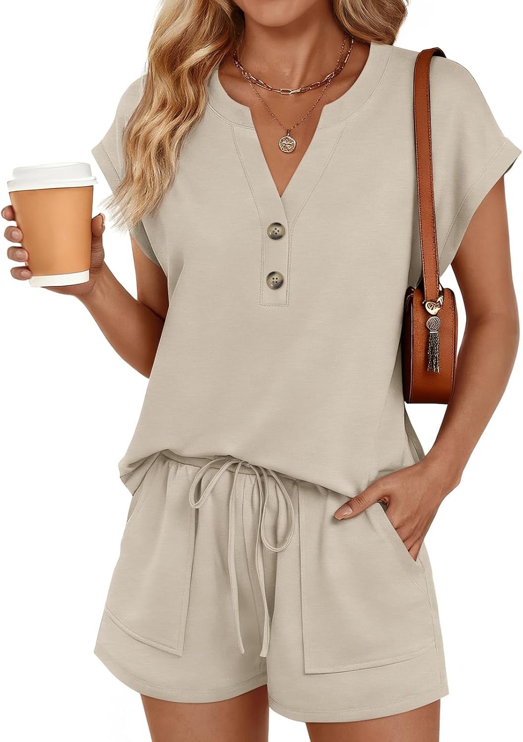 LILLUSORY Womens 2 Piece Summer Short Sets 2026 Vacation Spring Beach Matching Airport Travel Outfits Lounge Wear Sweat Suits