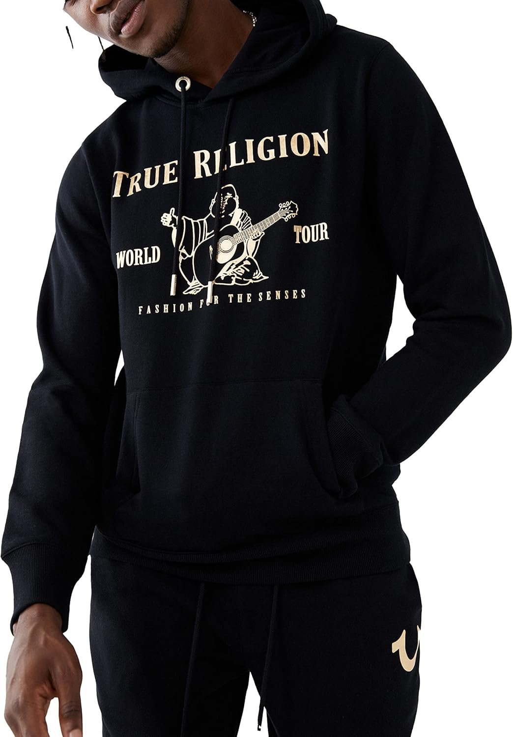 True Religion Men’s Metallic Buddha Logo Hoodie – Graphic Hoodies for Men | Pullover Sweatshirt | Streetwear Hoodie