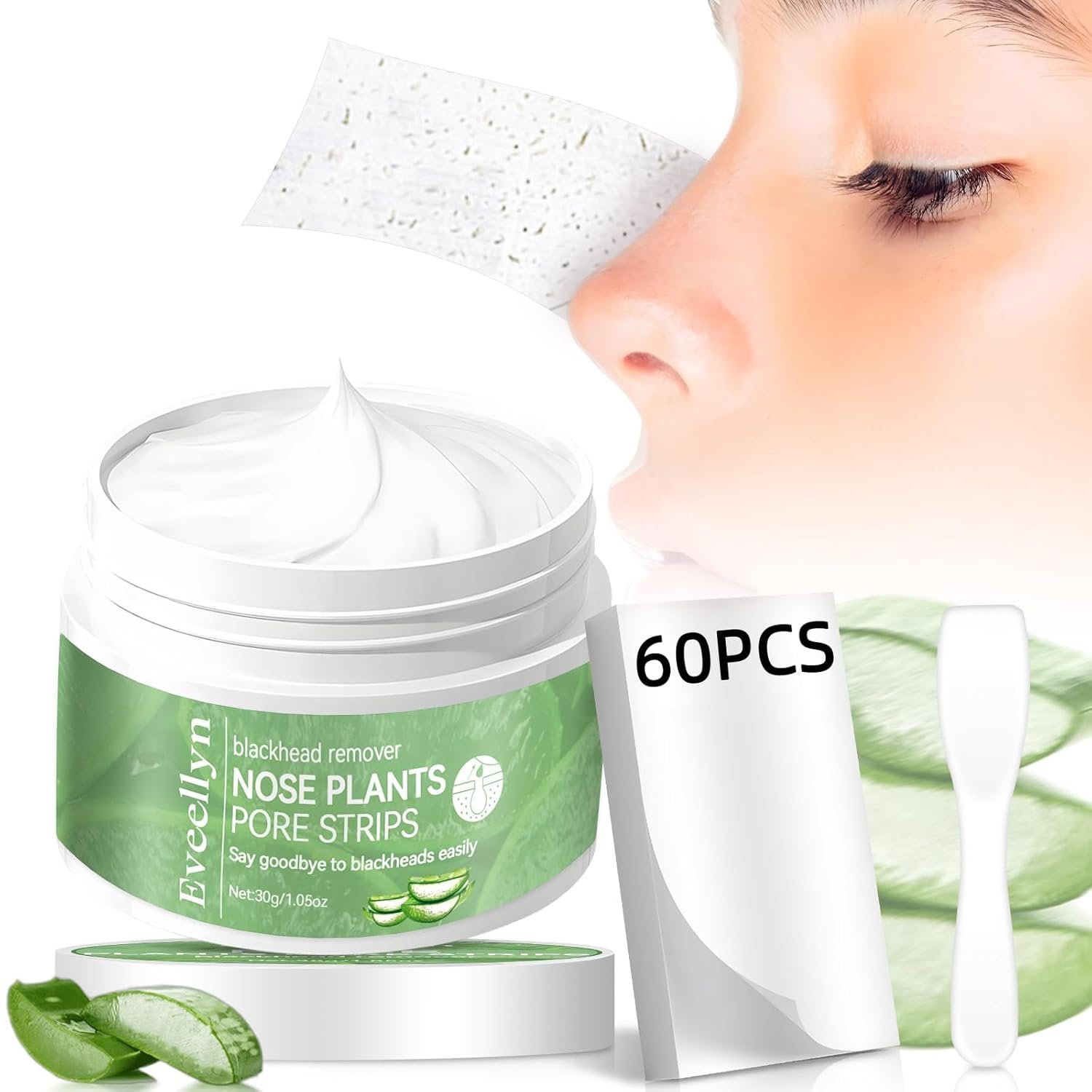 Blackhead Remover Mask 30g, Nose Pore Strips 60 pcs, Deep Cleansing Pore Strips for Blackheads，Tighten Pores for All Skin Type, Removes Impurities and Excess Oil, for Women and Men