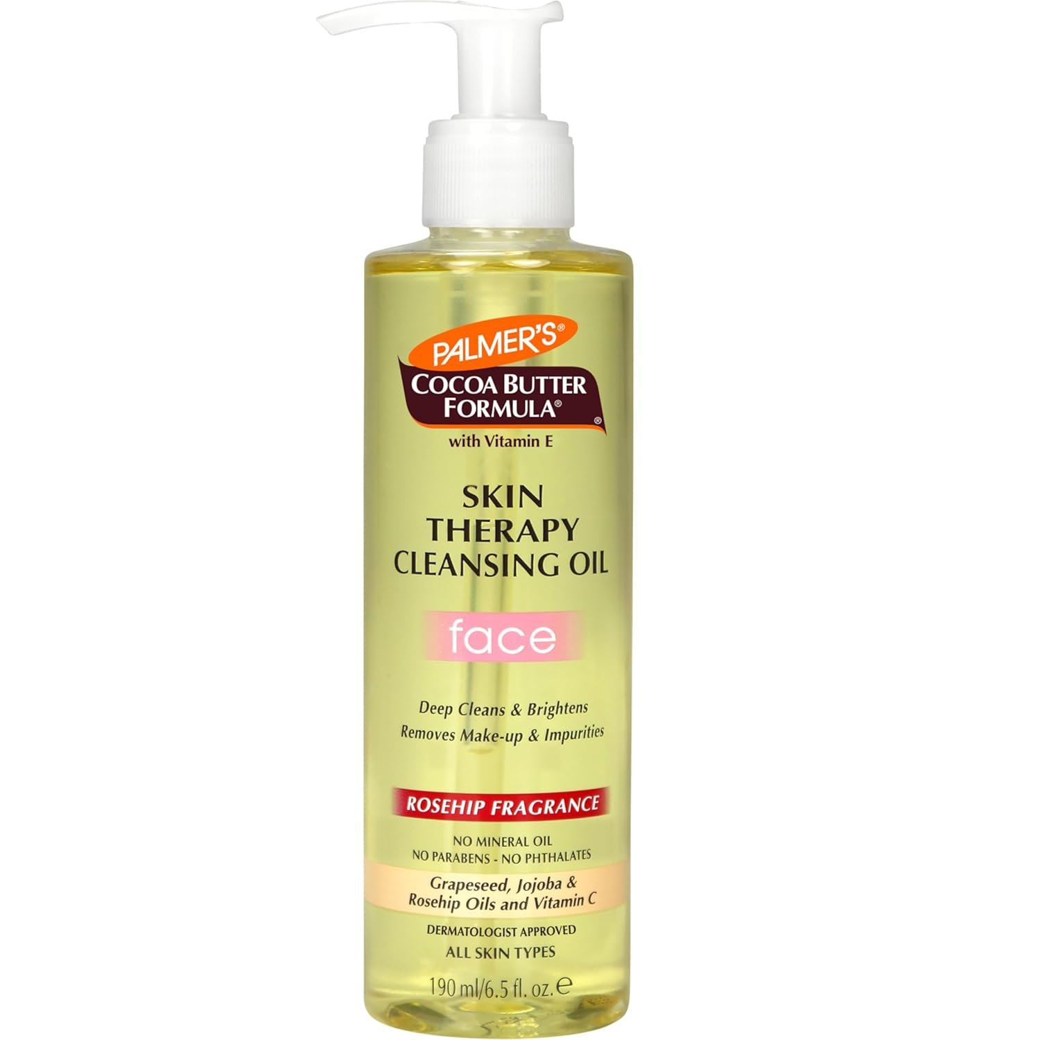 Palmer’s Cocoa Butter Formula Skin Therapy Cleansing Oil, Gentle Makeup Remover with Rosehip Oil and Vitamin C, 6.5 Ounce