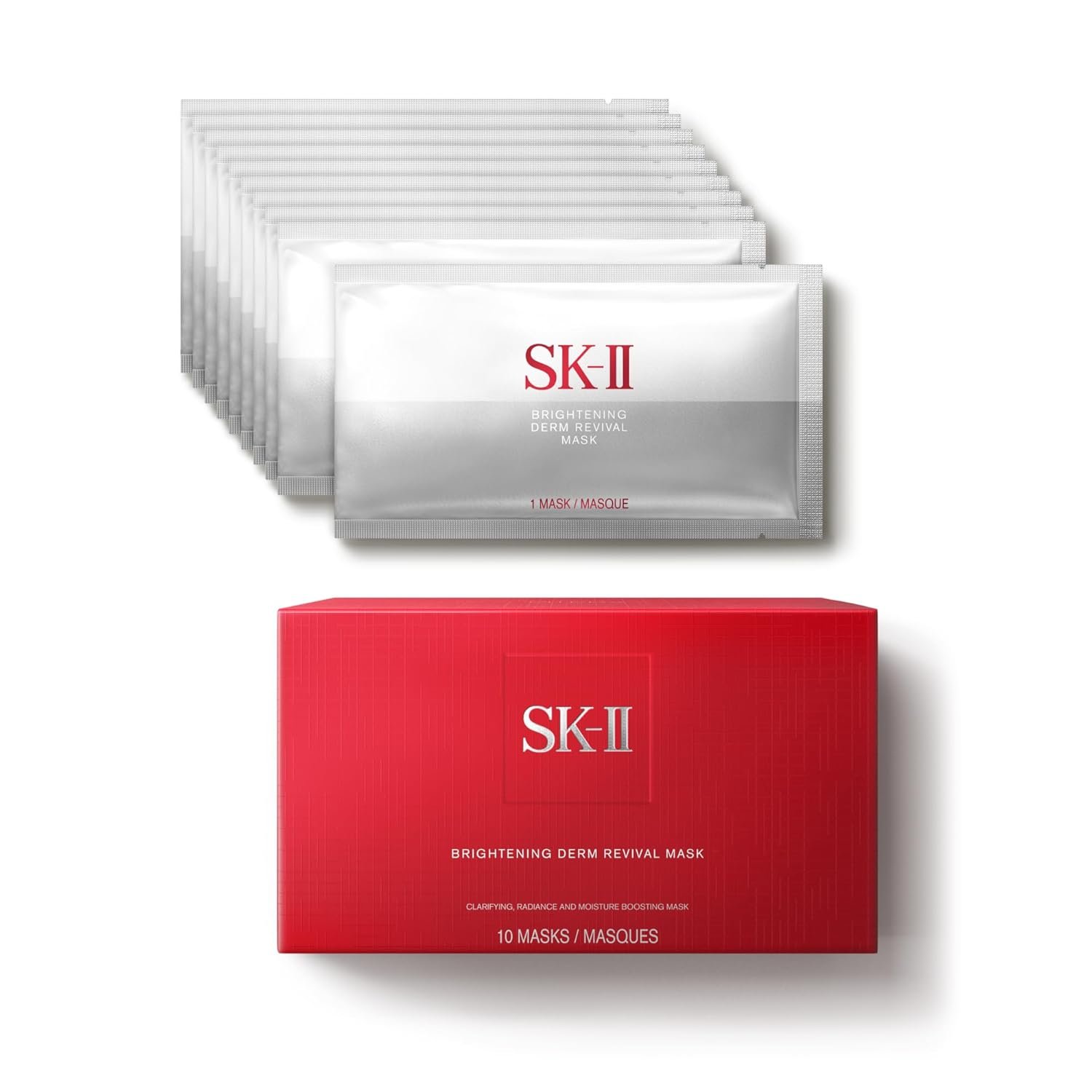 SK-II Brightening Face Mask – Derm Revival Sheet Mask to Improve Radiance, Skin Texture & Dark Spots – Enriched with PITERA, Vitamin C & Niacinamide (10 Count)