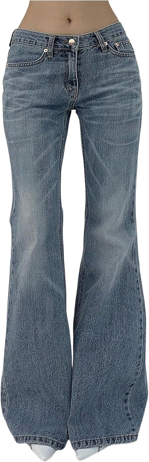 SOLY HUX Women’s Low Rise Flare Leg Stretchy Denim Pants Y2k Going Out Bell Bottom Jeans
