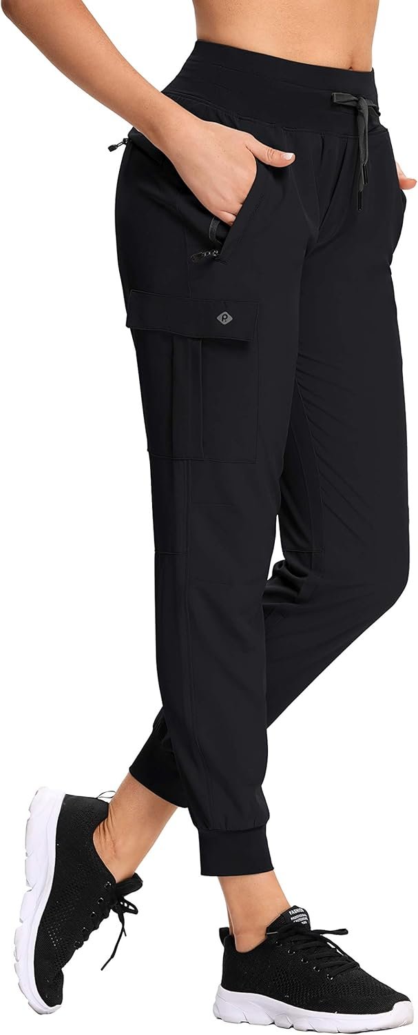 RlaGed Women’s Hiking Pants Lightweight Joggers High Waist Quick Dry Travel Zipper Pockets Athletic UPF 50+