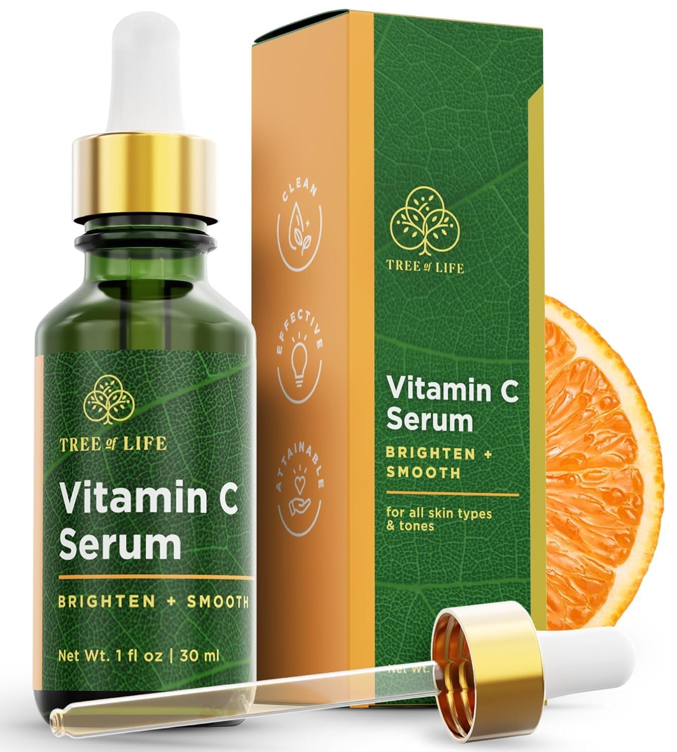 Tree of Life Vitamin C Serum For Face – Brightening Face Oil for Dark & Age Spots – For Dry & Sensitive Skin with Vitamin E for Soft Smooth Glow – Dermatologist Tested, 1 Fl Oz – Mothers Day Gifts