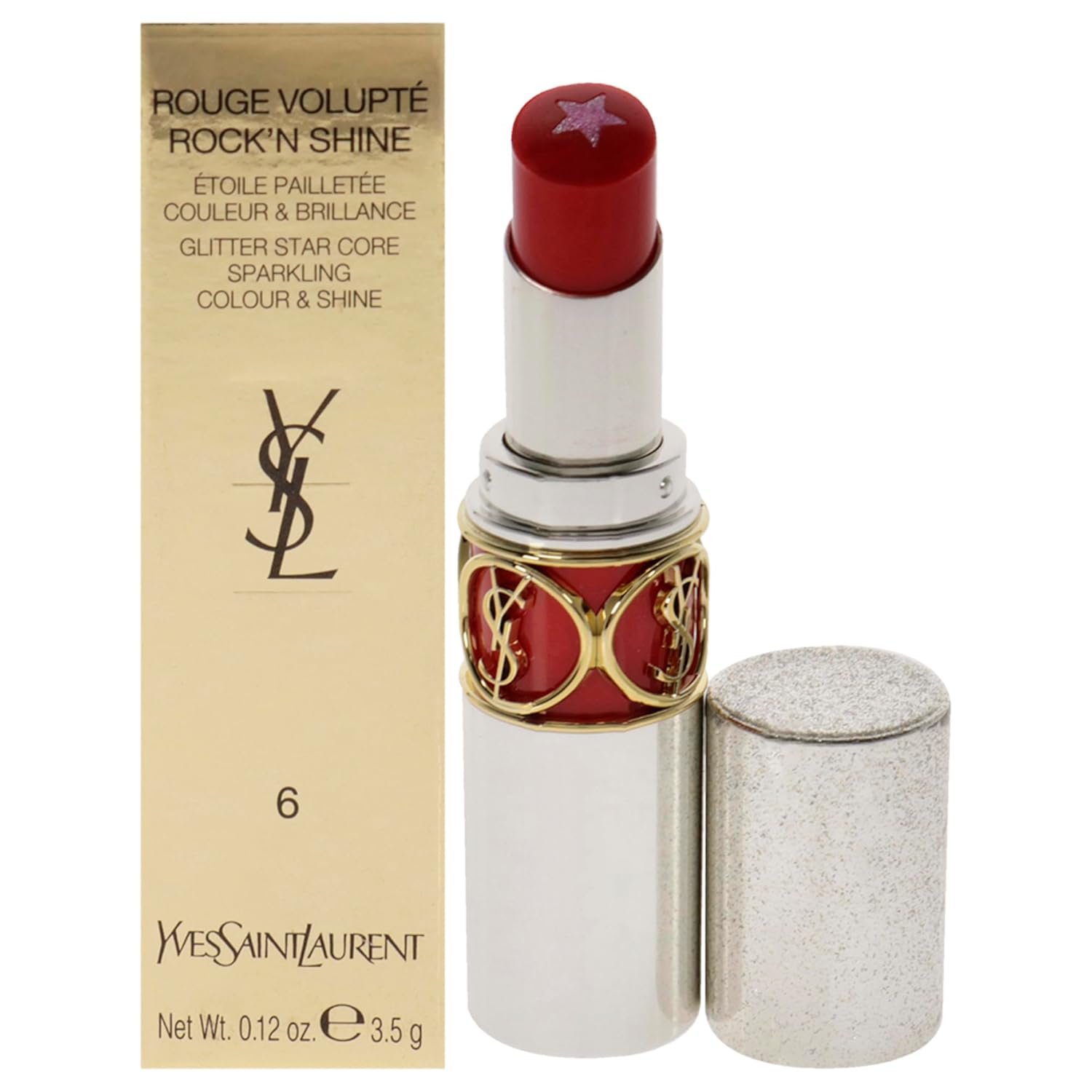 Yves Saint Laurent Rouge Volupte RockN Shine Lipstick – 06 Orange Speaker Women Lipstick 0.12 oz