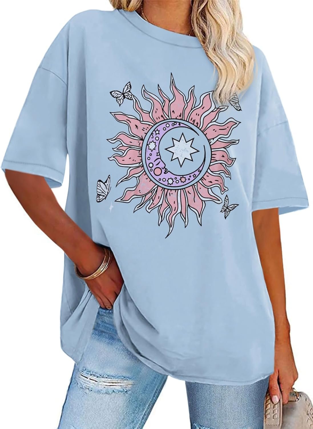 Womens Oversized Tshirt Graphic Tees Crew Neck Summer Short Sleeve Loose Fit Tops 2026