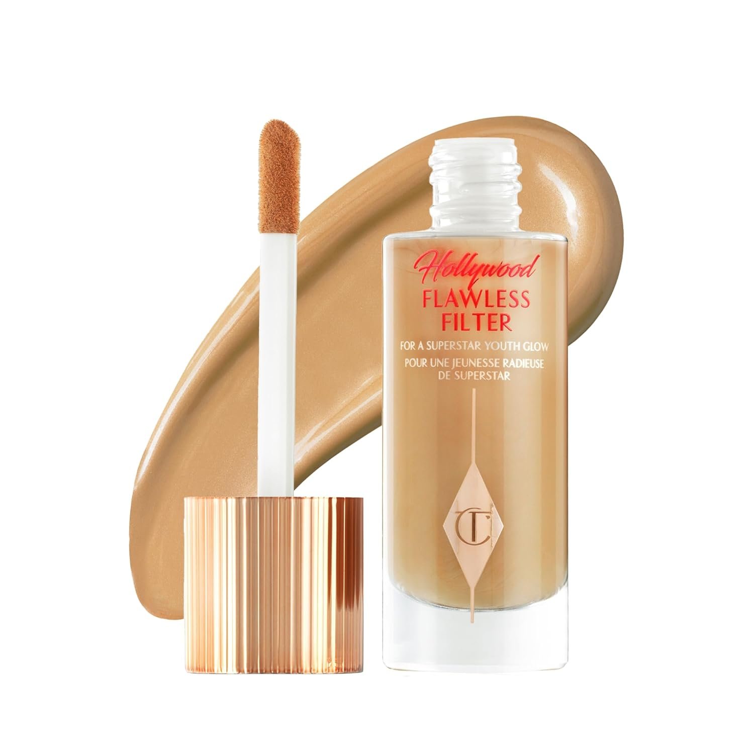 Charlotte Tilbury Hollywood Flawless Filter – Multi‑Use Makeup Primer, Complexion Booster & Illuminating Liquid Highlighter with Sheer Coverage – Smooths & Blurs Skin