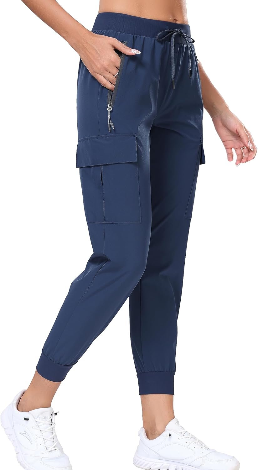 Oalka Women’s Cargo Hiking Pants Lightweight Travel Pockets Joggers Quick Dry