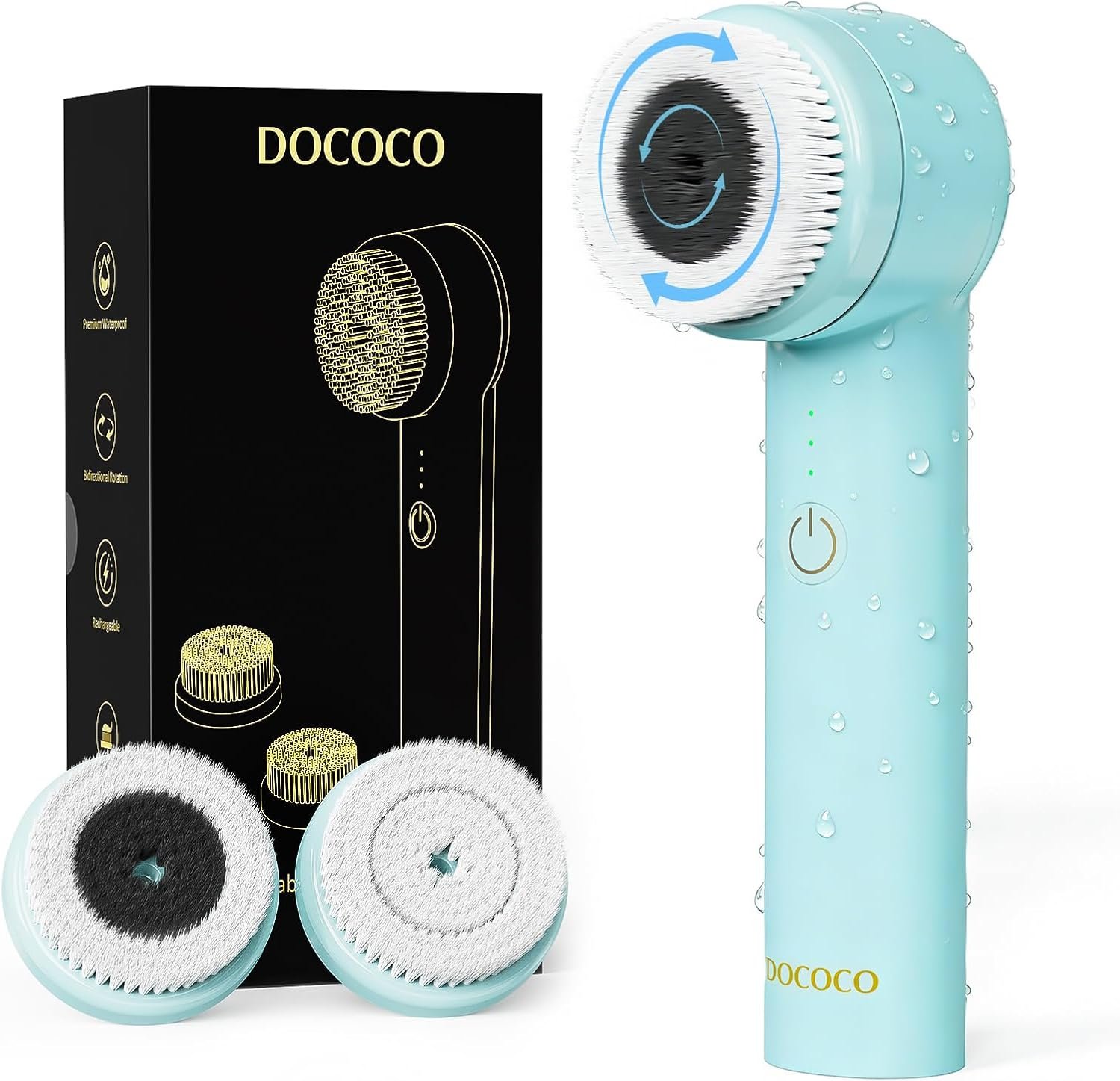 Facial Cleansing Brush with Dual Rotating, Electric Face Scrubber, 3 in 1 Facial Brush Skin Cleansing for Deep Cleansing, 3 Speeds, Waterproof Face Cleanser Brush for Men Women, Soft Exfoliator