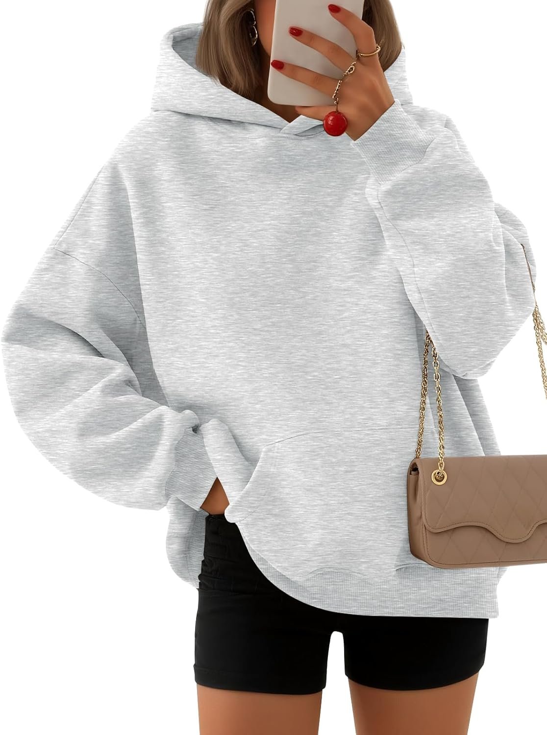 EFAN Women’s Oversized Fleece Hoodie, Cozy Plush Pullover Sweatshirt with Pocket