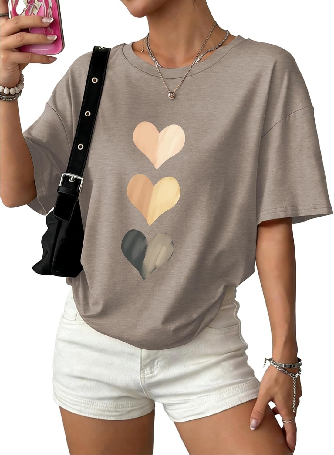 WIHOLL Oversized Tshirts for Women Summer Crew Neck Short Sleeve Graphic Tees Casual Loose Fit Workout Tops 2026