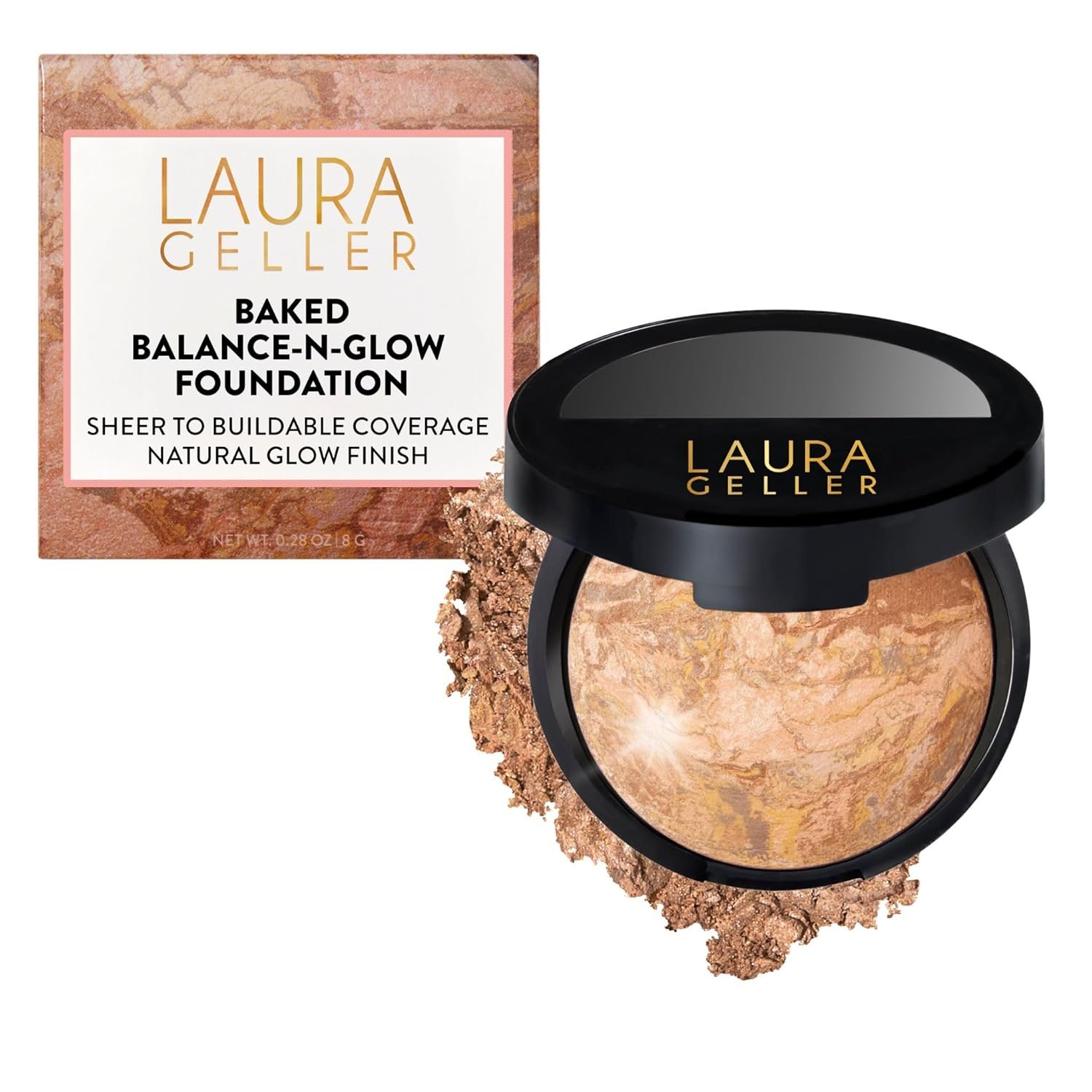 LAURA GELLER NEW YORK Baked Balance-N-Glow Illuminating Foundation – Medium – Buildable Sheer to Light Coverage – Satin Finish
