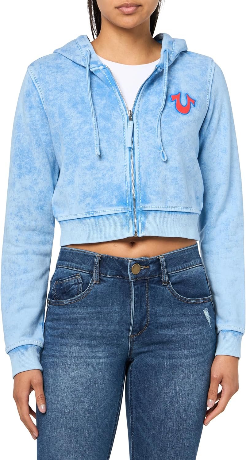 True Religion Women’s Wash Shrunken Zip-Up Hoodie Big T – Pacific Coast