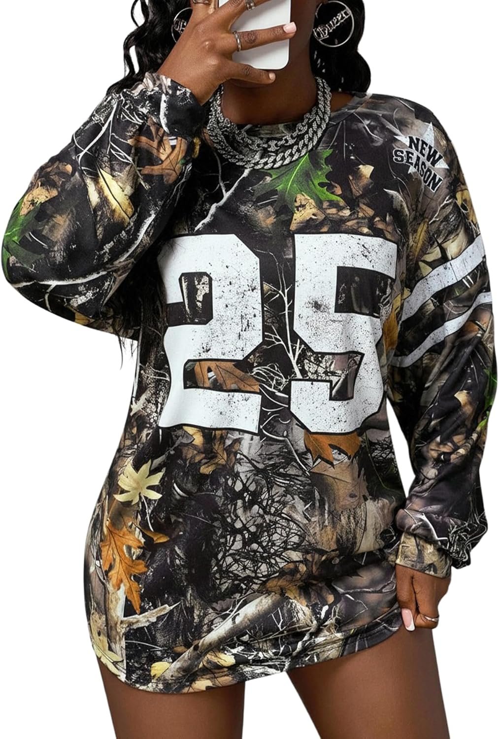 RoseSeek Women’s Camo Jersey Shirts Oversized Tshirts Number Graphic Tees Y2k Long Sleeve Y2K Sports Streetwear