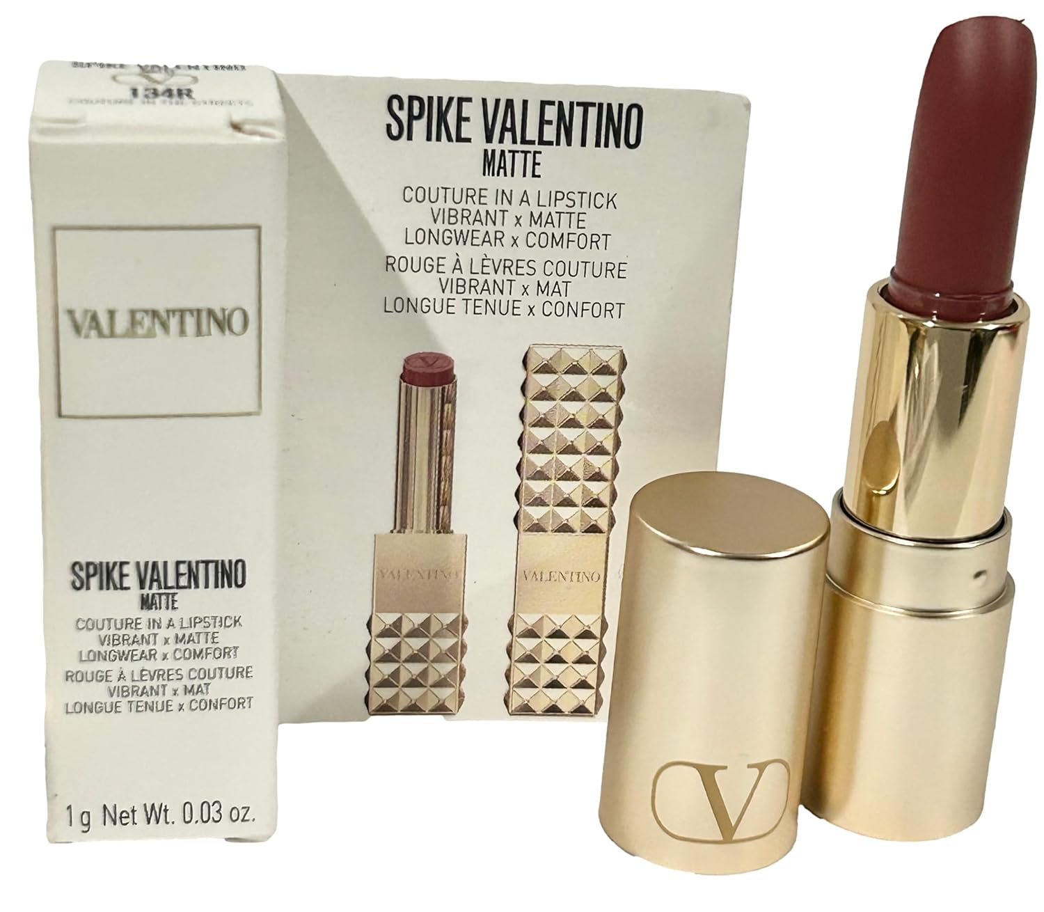 Valentino Spike Matte (MINI/TRAVEL SIZE/SMALL) 134R COUTURE IN THE STREETS Lip Color 0.03 oz / 1g (3616)