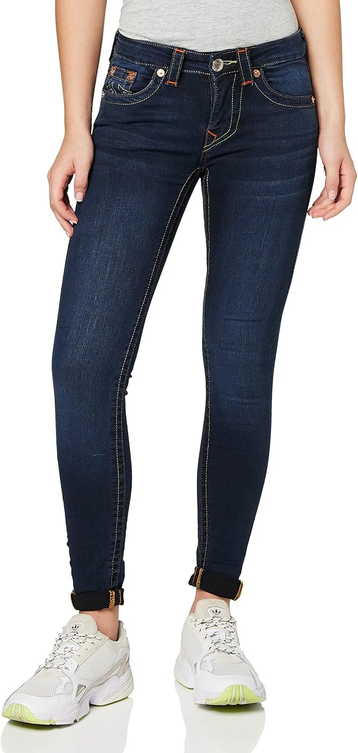 True Religion Women’s Jennie Mid Rise Curvy Fit Skinny Ankle Jean – Skinny Jeans for Women, Comfortable & Trendy, Indigo Upgrade, 28
