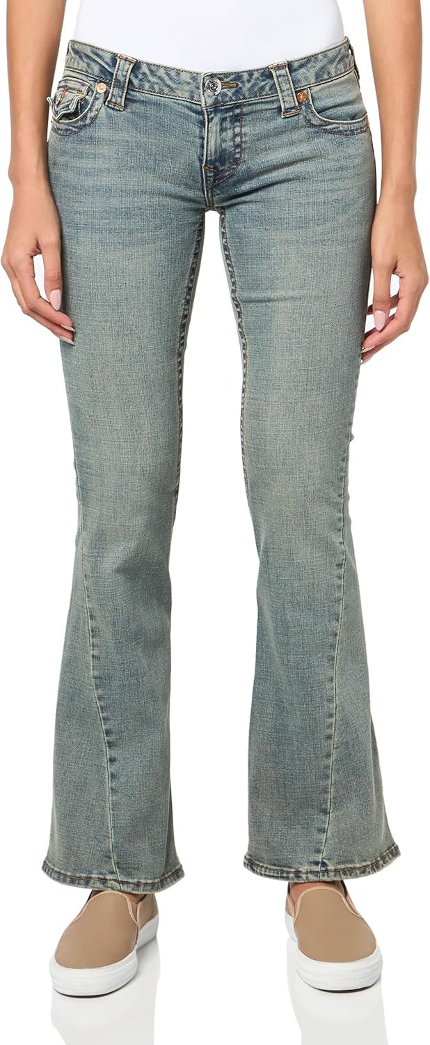 True Religion Women’s Joey Low Rise Flare Jeans with Flap Pockets