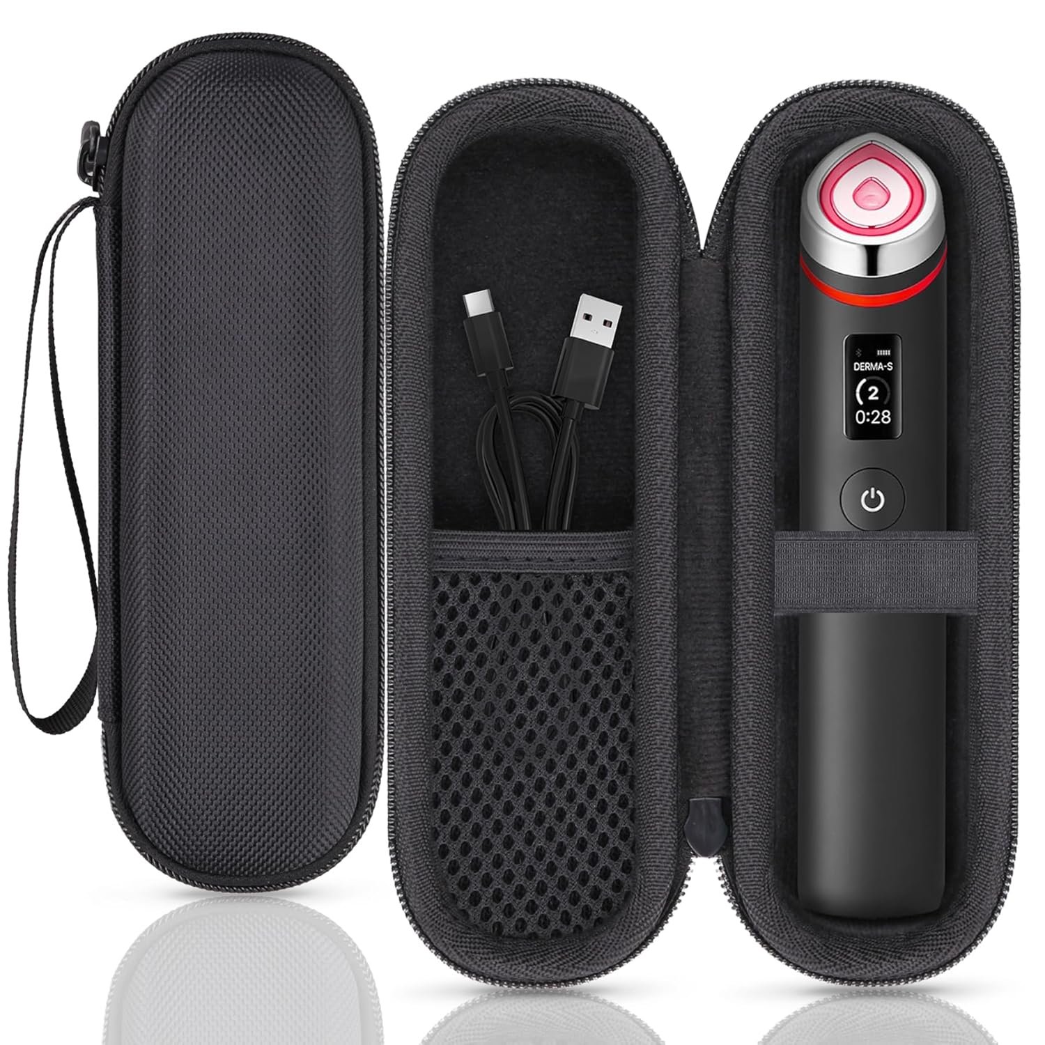 for medicube Booster Pro 6-in-1 Real Glass Glow Beauty Massager Protective Hard Case, Travel Storage Organizer for Women, Shockproof & Water-Resistant EVA Shell, Black – co2CREA