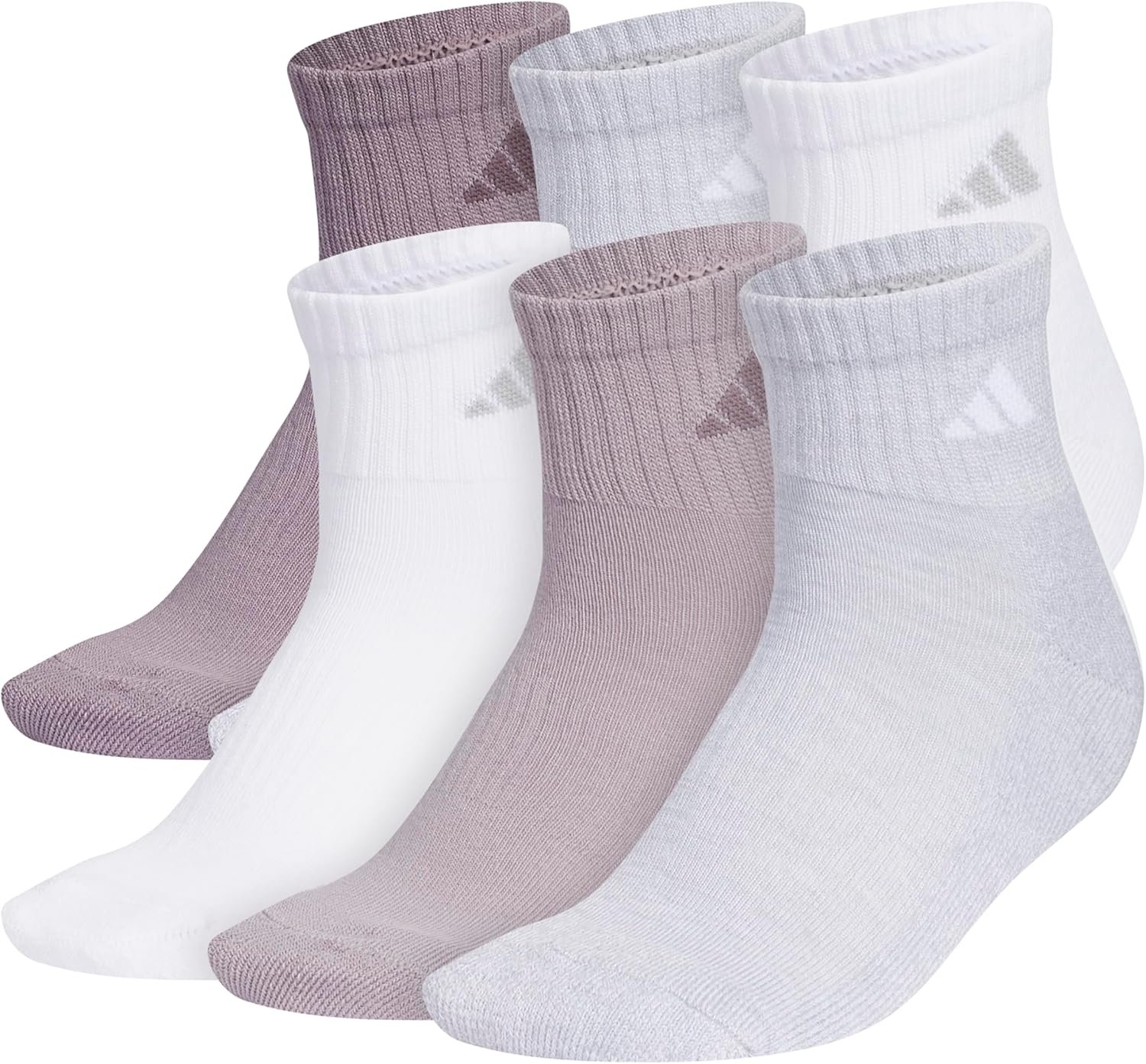 adidas Women’s Athletic Cushioned Quarter Ankle Socks (6 Pairs) Durable & Comfortable